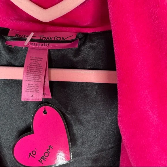 Betsey johnson robe pink black floral detail waist tie belt brand new with tags - Picture 7 of 14